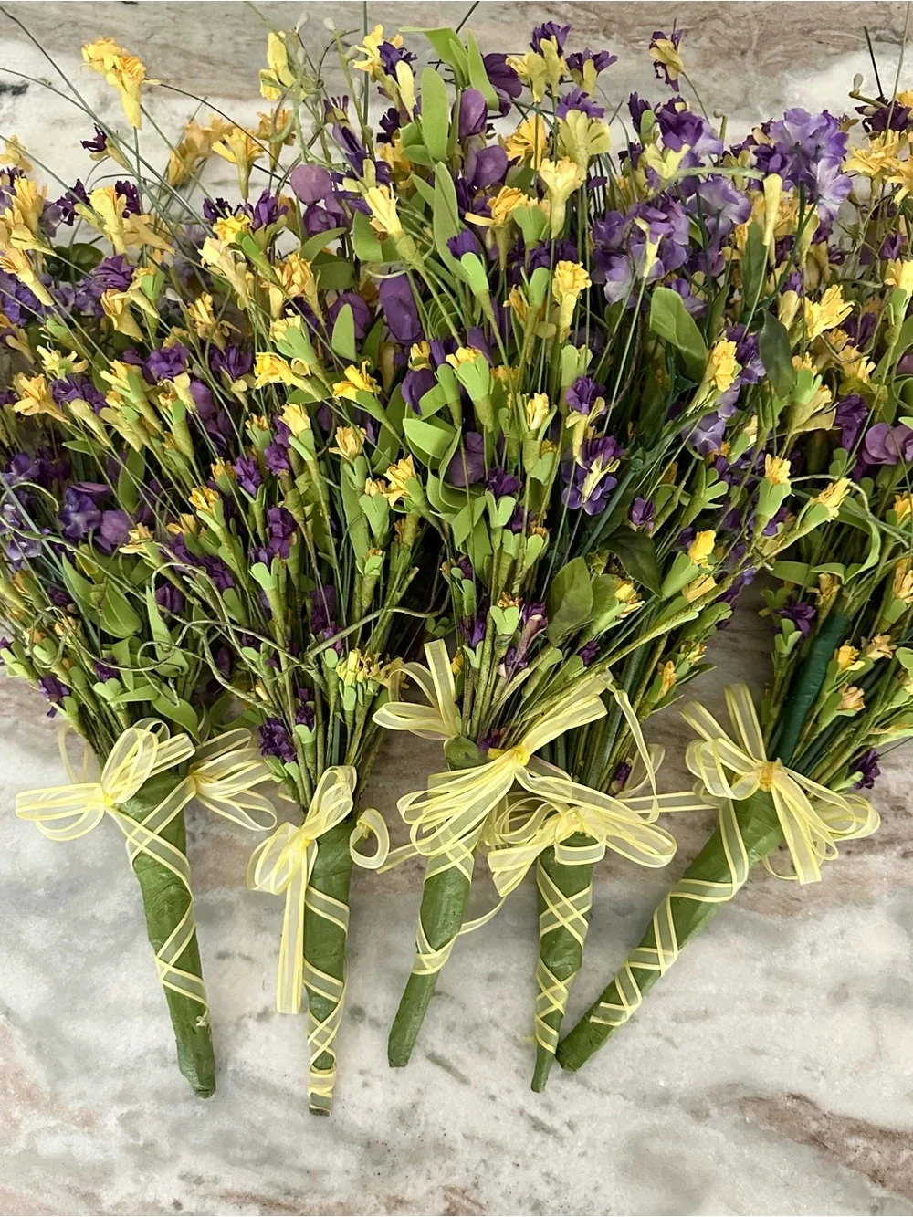 Wildflower Bouquet - Purple & Yellow Faux Floral Arrangement